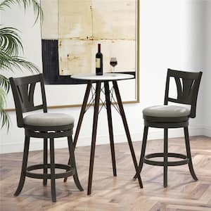 26.5 in. Gray High Back Wood Bar Stool Counter Stool with Fabric Seat (Set of 1)