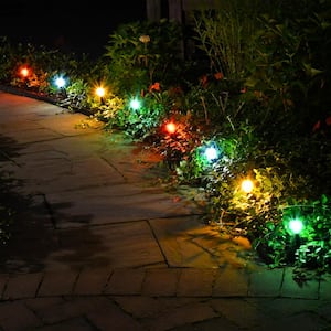 2.5 in. Round Solar Pathway Color Changing String Lights (8-Light)