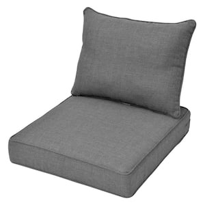 Tecci 24 in. x 24 in. Olefin 2-Piece Deep Seating Outdoor Lounge Chair Cushion in Dark Gray