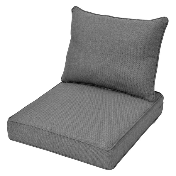 HOOOWOOO Tecci 24 in. x 24 in. Olefin 2-Piece Deep Seating Outdoor Lounge Chair Cushion in Dark Gray