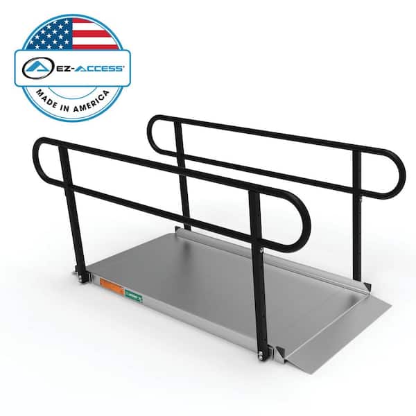 EZ-ACCESS GATEWAY 3G 6 ft. Aluminum Solid Surface Wheelchair Ramp with Black 2-Line Handrails