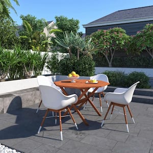 Charis 5-Piece Patio Octogonal Table Set Eucalyptus Wood Ideal for Outdoors and Indoors, Armchairs