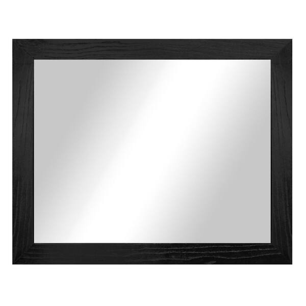 3 in Black Frame (46 in. W x 33 in. H) Oak Hardwood Rectangle Wall Mirror
