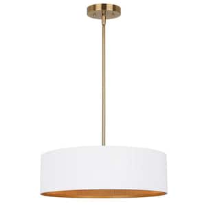Rexton 3-Light Matte White and Gold Contemporary Chandelier for Dining Rooms and Living Rooms