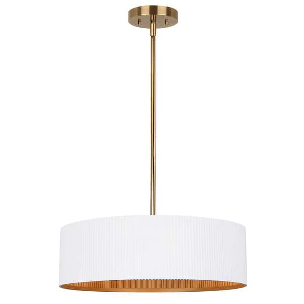 CANARM Rexton 3-Light Matte White and Gold Contemporary Chandelier for Dining Rooms and Living Rooms