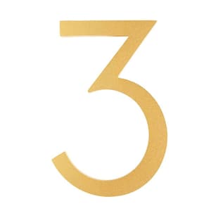 8 in. Brushed Brass Aluminum Floating or Flat Modern House Number 3