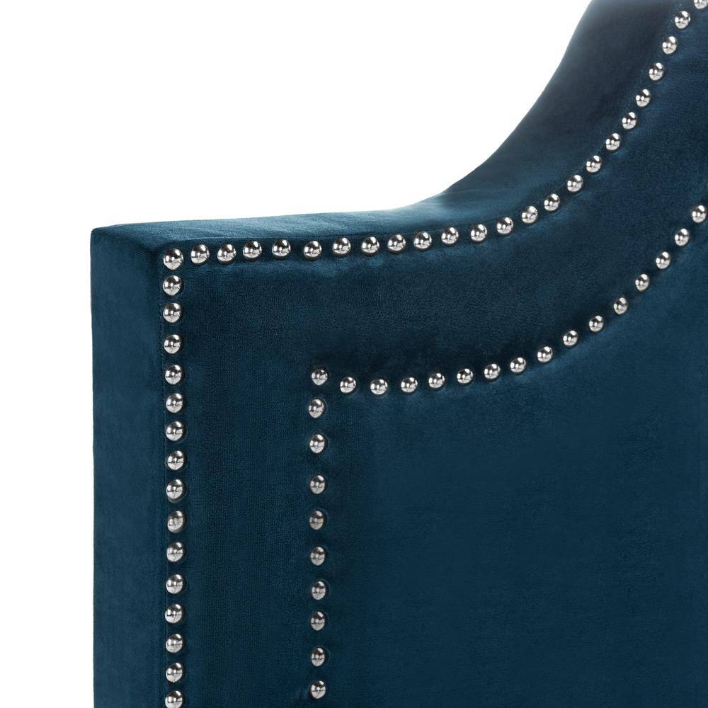 Navy Velvet Full Bed Frame with Nailhead Trim