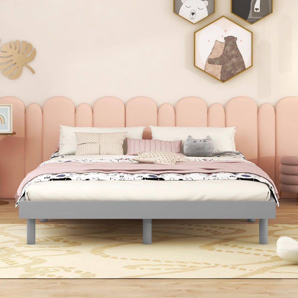 Gray Particle Board Frame Full Size Platform Bed with Modern Design price history on PriceWatchPro