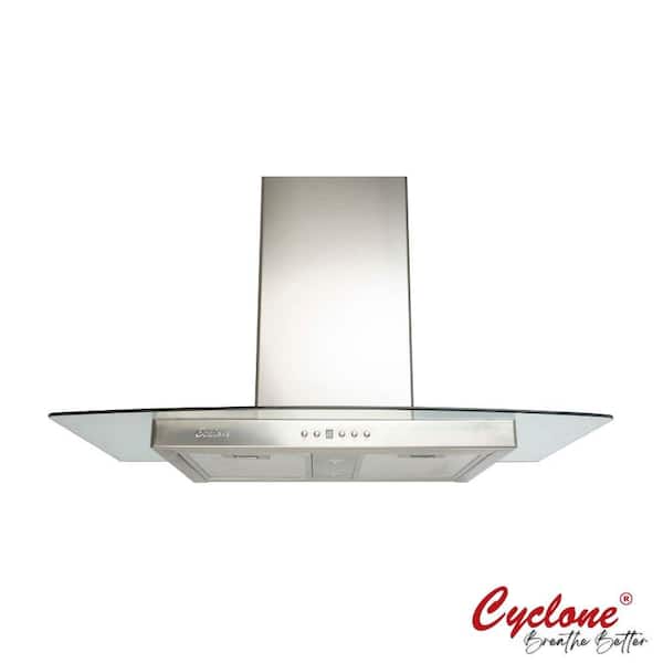 Cyclone 30 in. 550 CFM Glass Accent Wall Mount Range Hood with LED Lights in Stainless Steel
