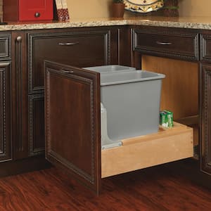 Gray Double Pull Out Bottom Mount Trash Can 30 Qt