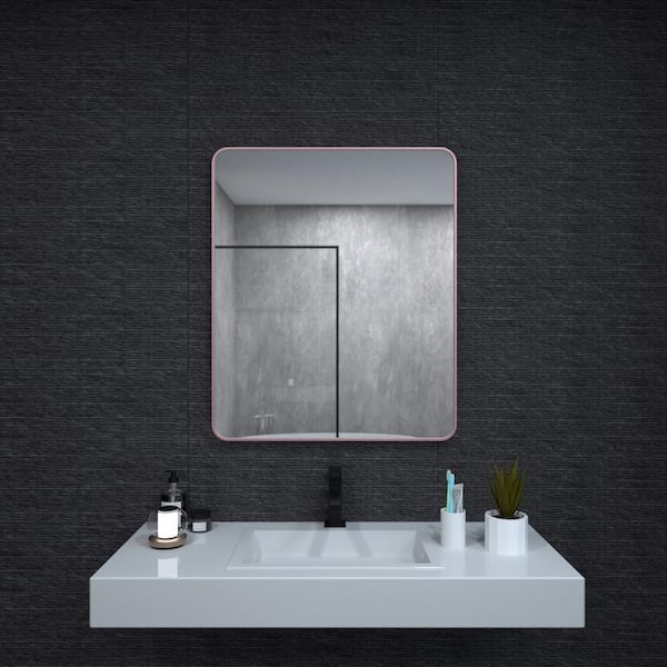 niveal 30 in. W x 36 in. H Rectangular Framed Wall Bathroom Vanity Mirror in Rose Gold