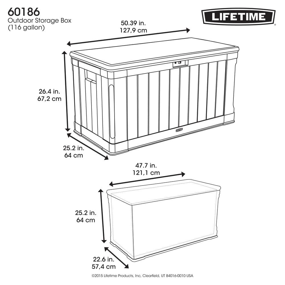 Tan and Brown Lockable 116 Gallon Plastic Deck Box