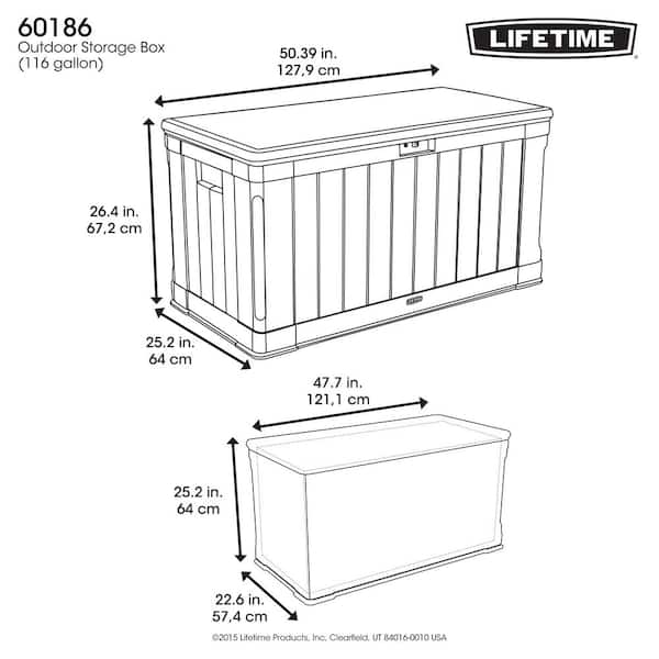 LIFETIME 60167 Outdoor Storage Box, 116 Gallon, Heather Beige