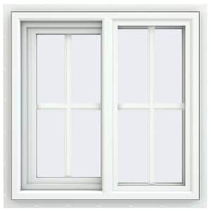 23.5 in. x 23.5 in. V-4500 Series White Vinyl Left-Handed Sliding Window with Colonial Grids/Grilles