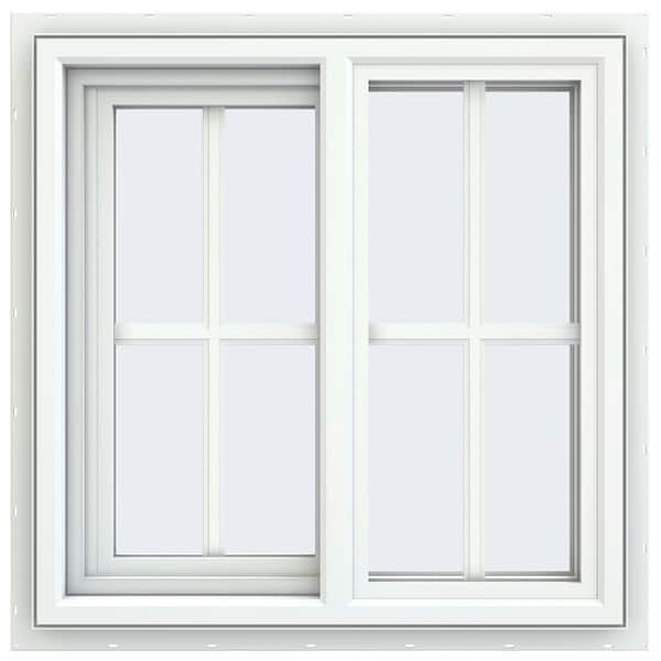 JELD-WEN 23.5 in. x 23.5 in. V-4500 Series White Vinyl Left-Handed Sliding Window with Colonial Grids/Grilles