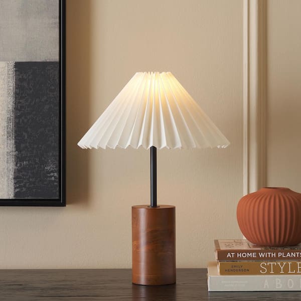 Dani 18 in. Walnut/Black Table Lamp