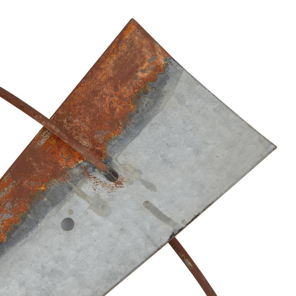 48" Gray and Brown Metal Radial Windmill Wall Sculpture