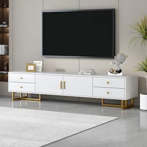 Modern White TV Stand Fits TV's Up to 65 in. with Storage