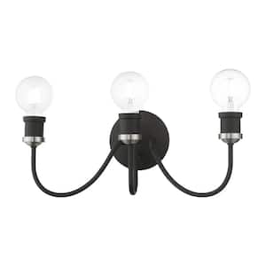Beckford 19 in. 3-Light Black with Brushed Nickel Accents ADA Vanity Light