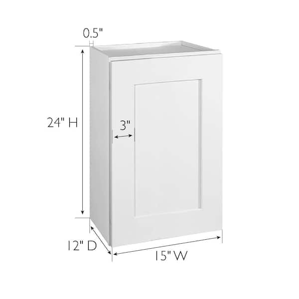 Design House Brookings Solid Wood Assembled Shaker 15 in. x 24 in. x 12 in. 1 Door Wall Kitchen Cabinet W1524 in White
