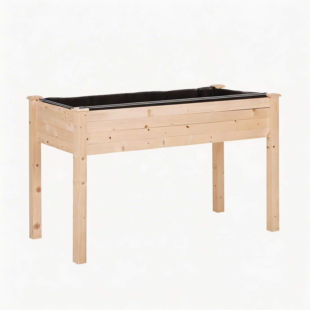 Raised Garden Bed with Legs 48 in. Natural Wood Elevated Planter Box with Self-Draining Liner for Vegetables price history on PriceWatchPro