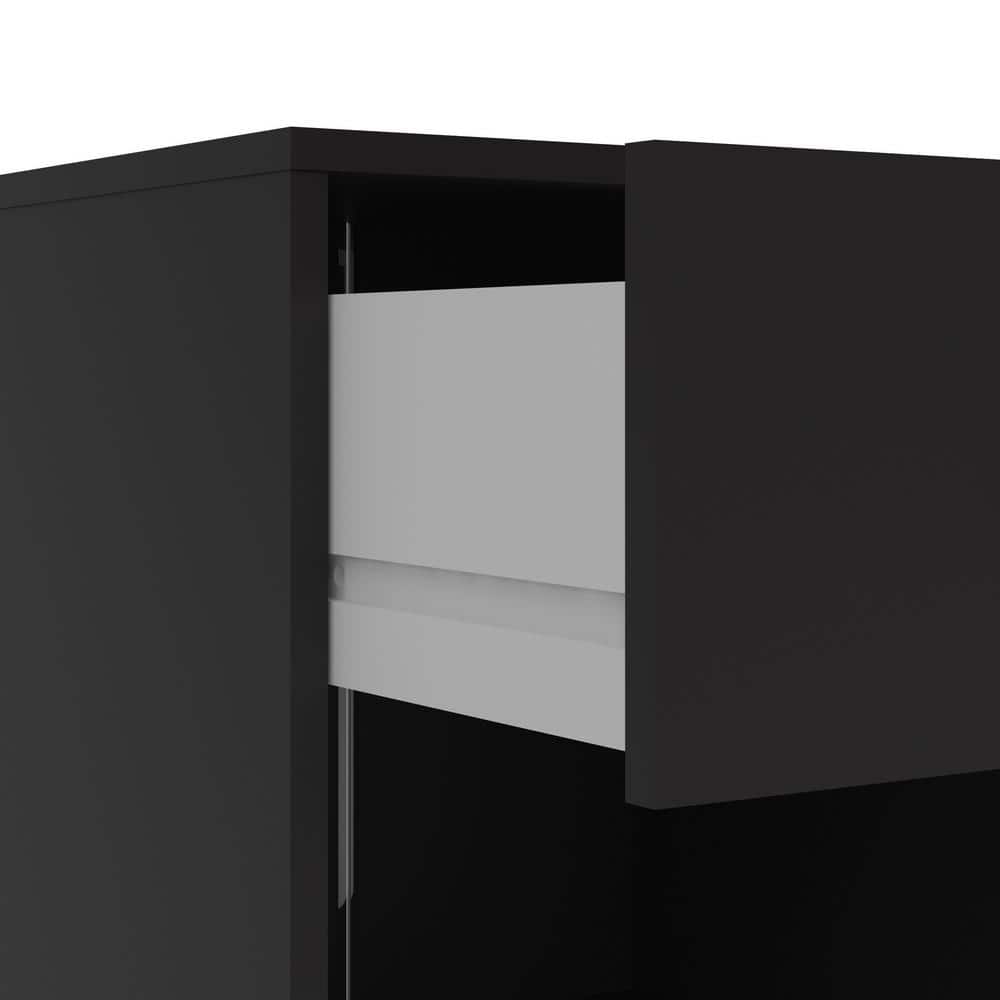 Portland Modern Black Nightstand with Open Cubbie Shelf