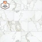QuicTile 12 in. x 24 in. Calacatta Marvel Matte Porcelain Locking Floor Tile (9.6 sq. ft. / case)