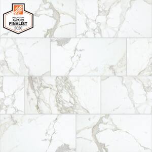 QuicTile 12 in. x 24 in. Calacatta Marvel Matte Porcelain Locking Floor Tile (9.6 sq. ft. / case)