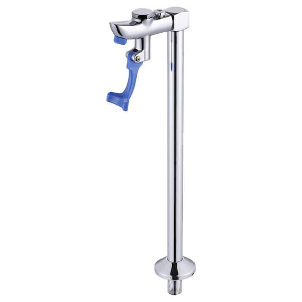 13.8 in. Deck Mount Glass Filler Faucet, Push-Back Glass Filling Station with Male Shank Pedestal in Polished Chrome