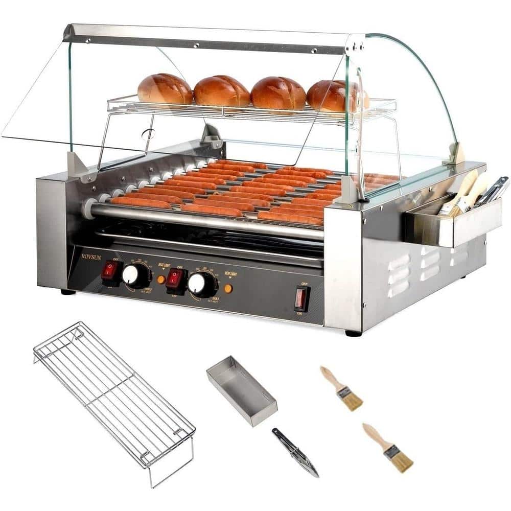 1650-Watt Stainless Steel Hot Dog Maker Indoor Grill 11-Rollers 30-Hot Dog Capacity price history on PriceWatchPro