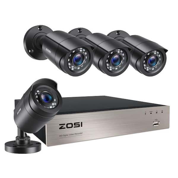 ZOSI 8-Channel H.265+ 5MP-Lite DVR Security Camera System with 4X 1080P Outdoor Wired Cameras, Surveillance System