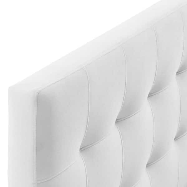 MODWAY Lily White Queen Biscuit Tufted Performance Velvet