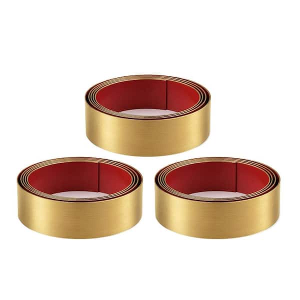 3-Pack 34 in. W x 8 in. D x 0.1 in. H in Gold Toe Kick, Stainless Steel Kick Plates for Kitchen Cupboard, Self Adhesive