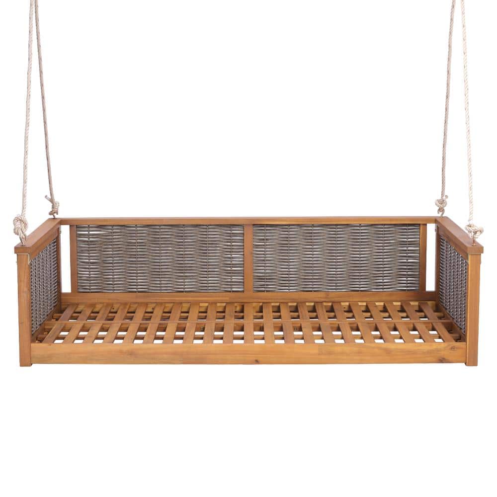 Twin Size Wooden Swing Bed with Ropes, Outdoor Porch Swing Daybed Frame for Garden, Backyard & Poolside price history on PriceWatchPro