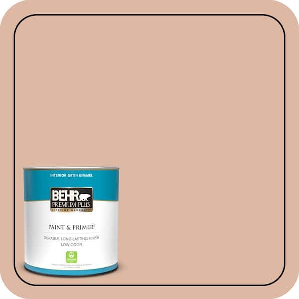 BEHR PREMIUM PLUS 1 qt. #ECC-60-1 Coral Bay Satin Enamel Low Odor Interior Paint & Primer