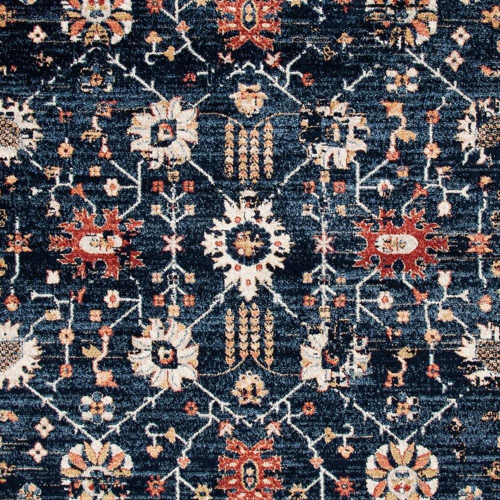 Navy and Ivory 8' x 10' Synthetic Floral Area Rug