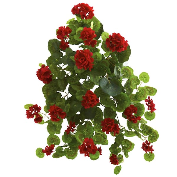Nearly Natural Indoor 26 in. Geranium Artificial Plant (2-Set)