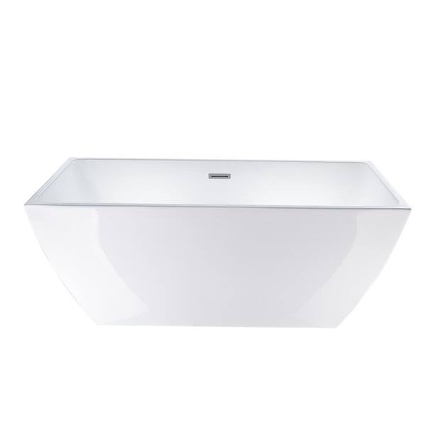 Vanity Art Montpellier 59 in. L x 30 in. W Acrylic Flatbottom Freestanding Bathtub in White/Classic Chrome
