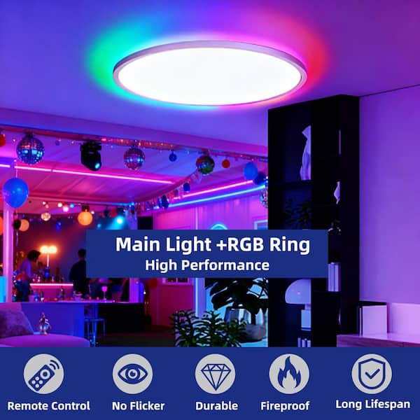 Honbei 2-Pack 12 in. 28-Watt RGB Selectable LED Color Changing