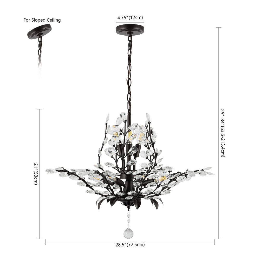 Diantha 28.5" Glam Crystal & Bronze LED Pendant - Adjustable Height