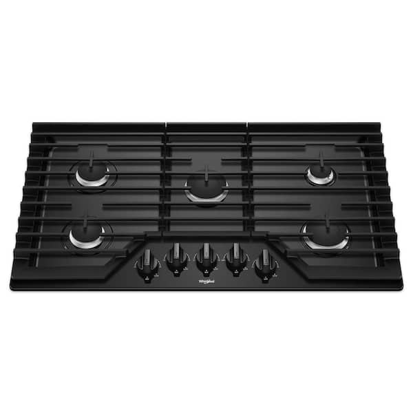 Whirlpool 5-Burner 36-in Gas Cooktop with Griddle and EZ-2-LIFT hinged  grates - Stainless Steel at