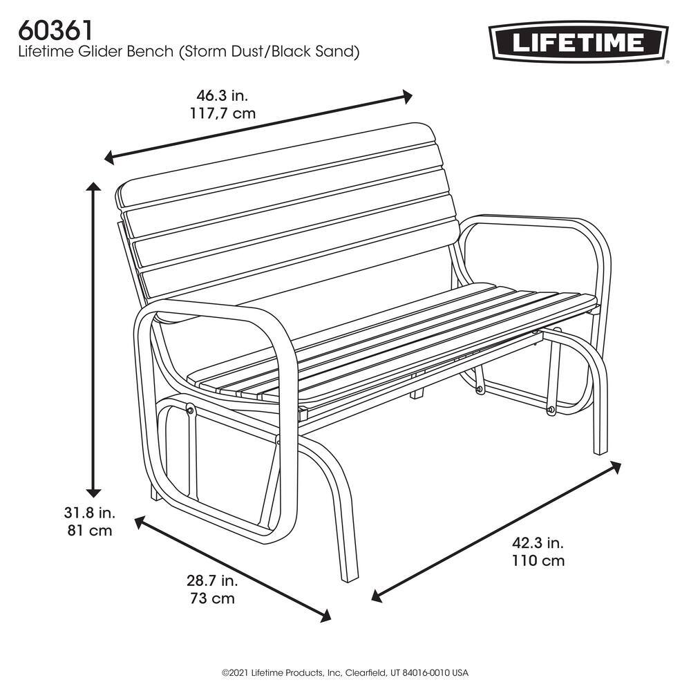Gray Polyethylene and Steel Outdoor Glider Bench