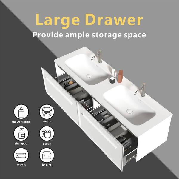 kiwa♡ Staykiwi 59.1 in. W x 18.1 in. D x 22.4 in. H Wall Mounted Bath