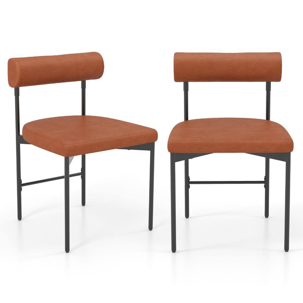 Faux Leather Upholstered Kitchen Side Chair Set of 2 with Curved and Padded Backrest-Brown price history on PriceWatchPro