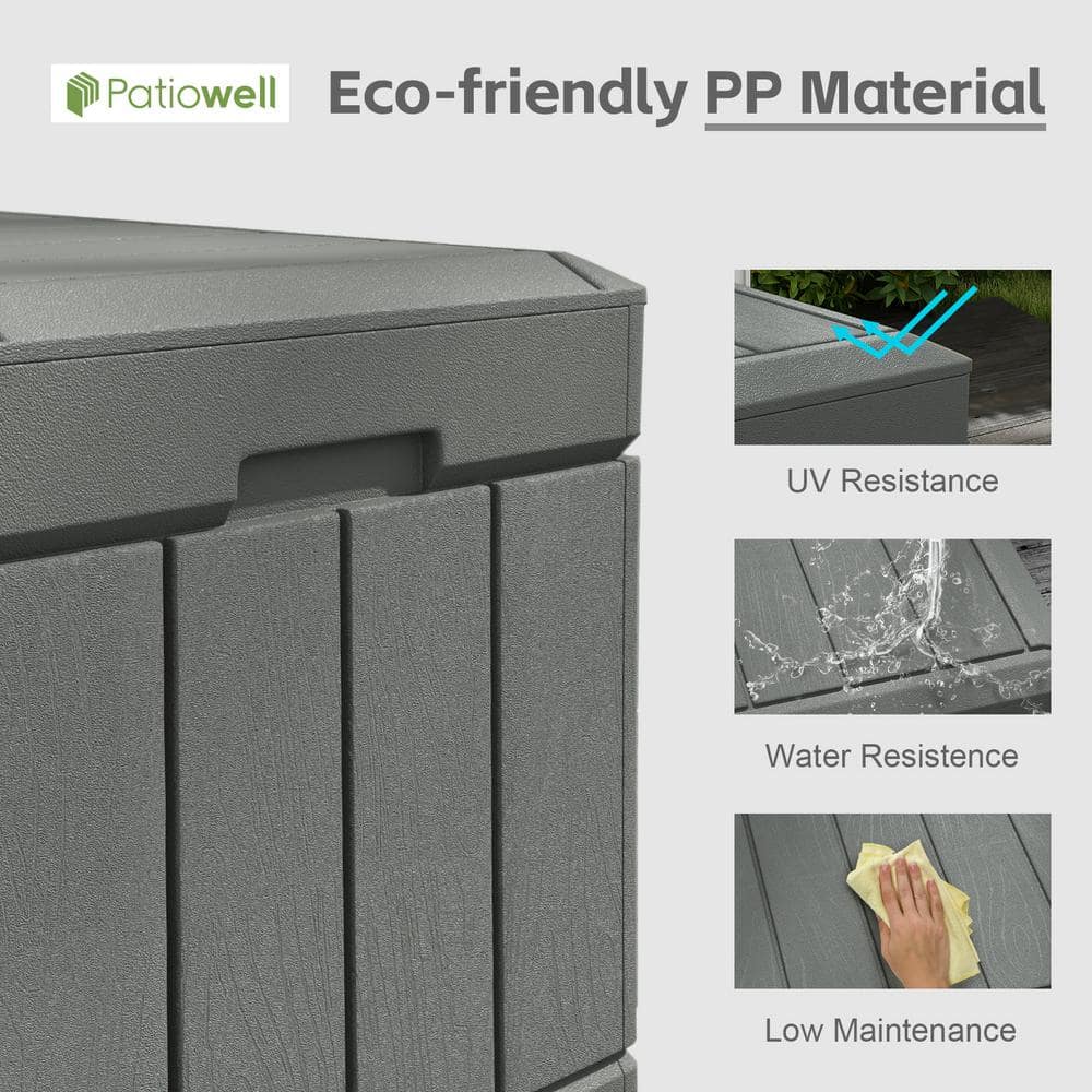Gray 90 Gallon Lockable Plastic Deck Storage Box