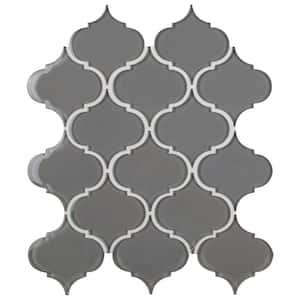 Pebble Arabesque 12.28 in. x 10.43 in. x 8 mm Glossy Glass Mesh-Mounted Mosaic Tile ( 8.9 sq.ft./Case)