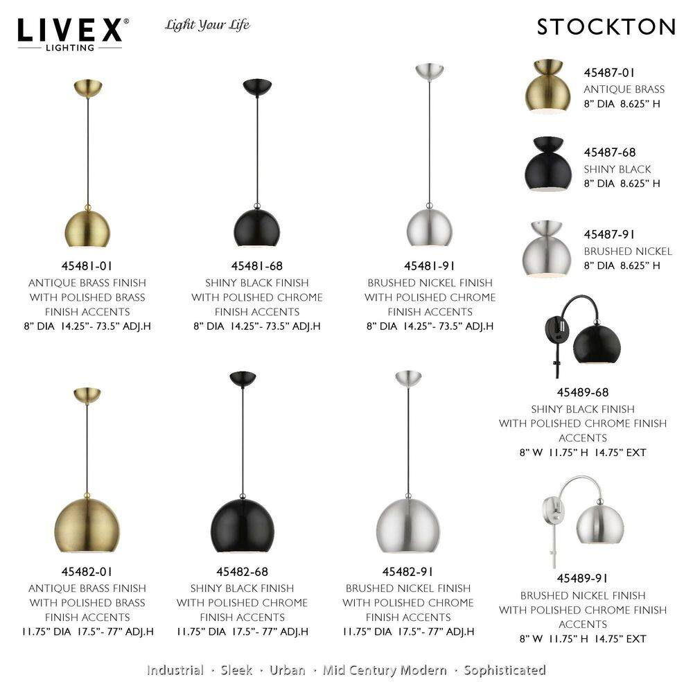 Brushed Nickel Globe Indoor/Outdoor Semi-Flush Mount Light