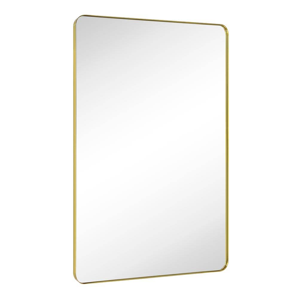 Kengston 30 in. W x 48 in. H Rectangular Stainless Steel Framed Wall Mounted Bathroom Vanity Mirror in Brushed Gold price history on PriceWatchPro