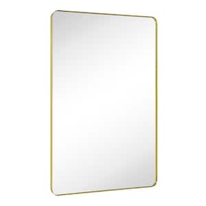 Kengston 30 in. W x 48 in. H Rectangular Stainless Steel Framed Wall Mounted Bathroom Vanity Mirror in Brushed Gold