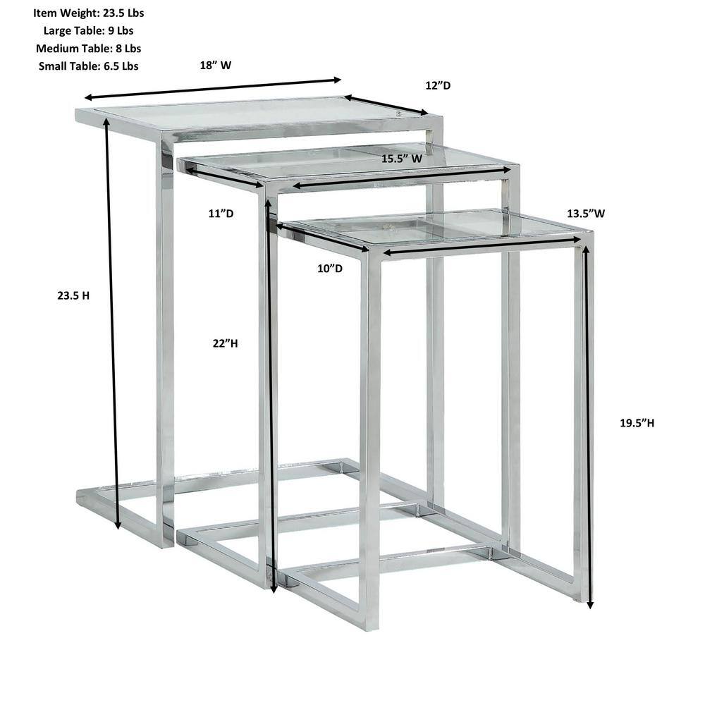 Addison Gold-Tempered Glass Modern Nesting Table Trio